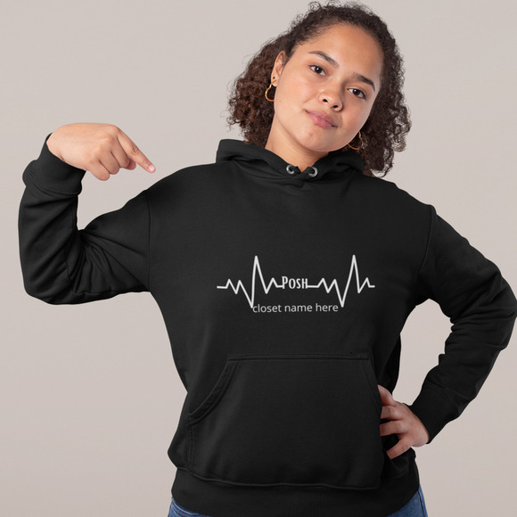 Posh Heartbeat Custom Black Long Sleeve Hoodie Sweater XL